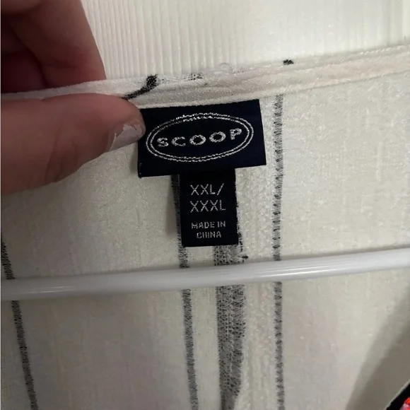 Scoop White Coverup with Black Stripes - Picture 4 of 7